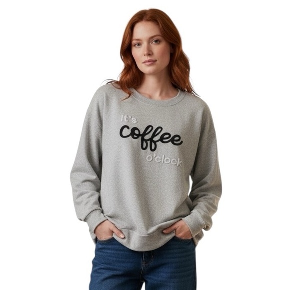 Secret Treasures Tops - Secret Treasures Large Oversized Coffee Sweatshirt Graphic Lightweight Cozy